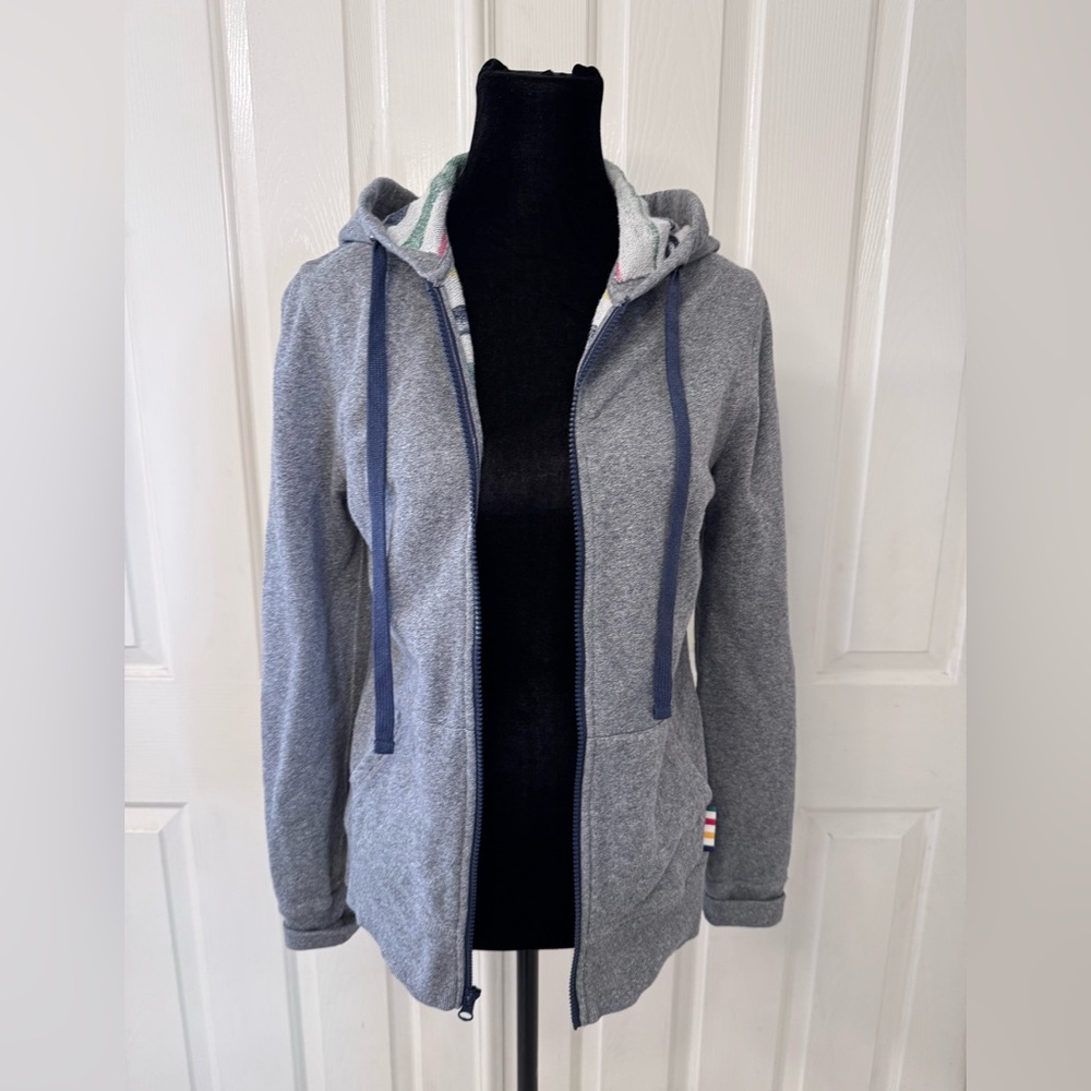 Hudsons Bay Full Zip Jacket Hoodie Sz S French Terry Retro Striped Gray Womens - Picture 3 of 15